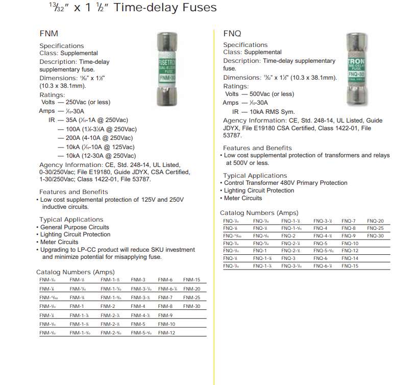 Time Delay Fuses - FNM