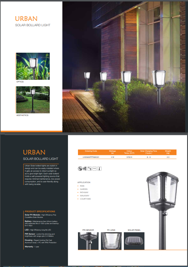 Urban Solar Bollard Light