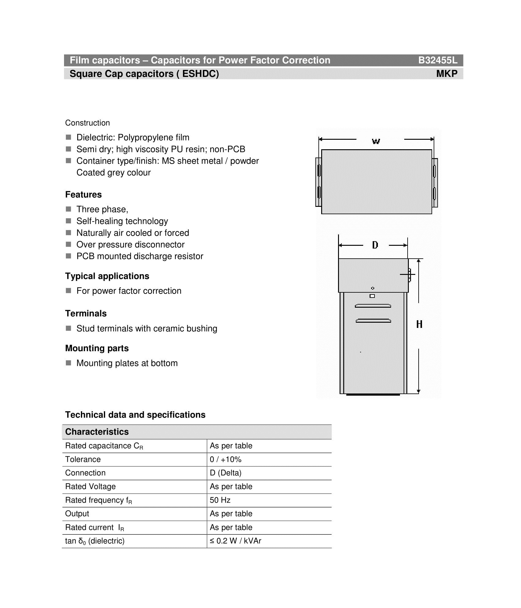 Square Cap Capacitors (ESHDC)